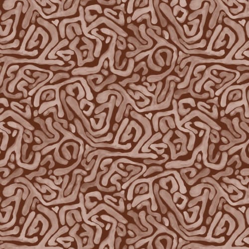 Hand-Painted Organic Maze Pattern Wallpaper in Terracotta