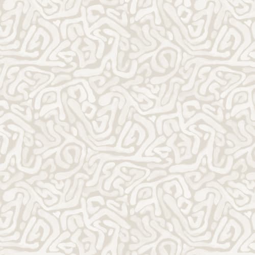 Hand-Painted Organic Maze Wallpaper in Beige