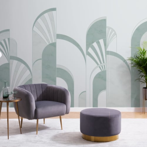 Green Art Deco Print Arches Wallpaper Mural