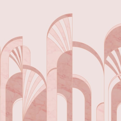 Mural Papel Pintado de Estilo Art Decó con Arcos Rosa