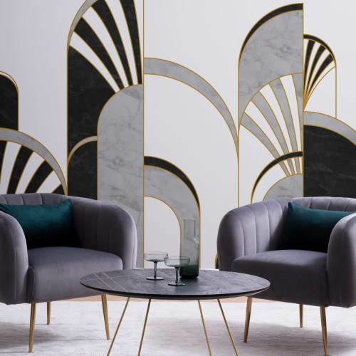 Black, White & Gold Art Deco Wallpaper Mural