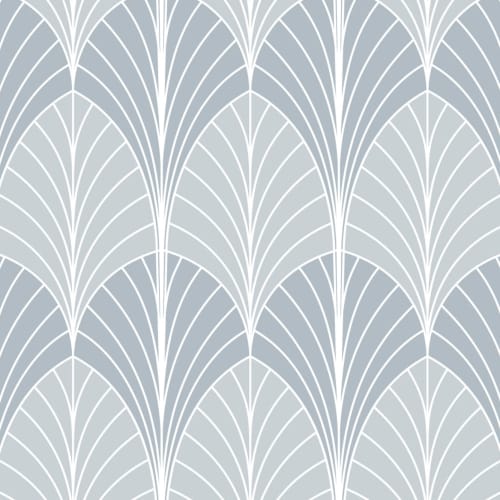 Gray Art Deco Palm Leaf Repeat Pattern Wallpaper