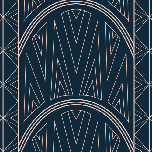 Blue Art Deco Chrysler Building Pattern Wallpaper Mural