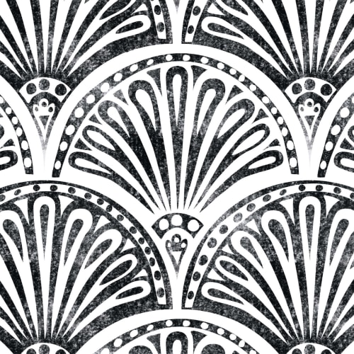 Black Art Deco Fan Pattern Wallpaper Mural