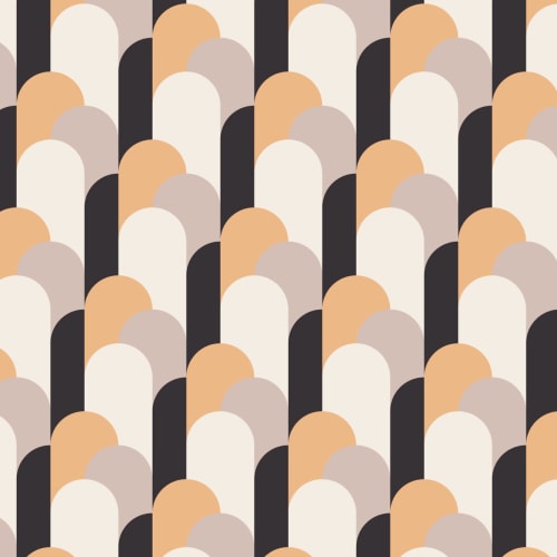 Kermanvärinen Art Deco Arches Repeat Print kuvatapetti