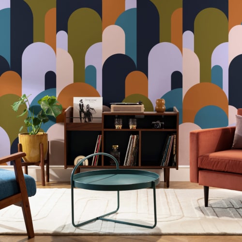 Multicolour Art Deco Arches Repeat Print Wallpaper Mural