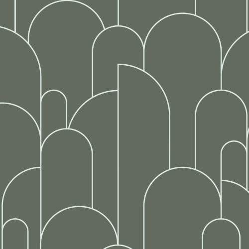 Dark Green Art Deco Arch Outlines Wallpaper Mural