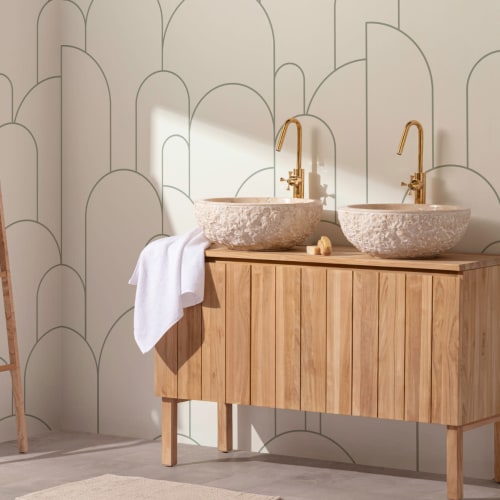 Cream Art Deco Arch Outlines Wallpaper Mural