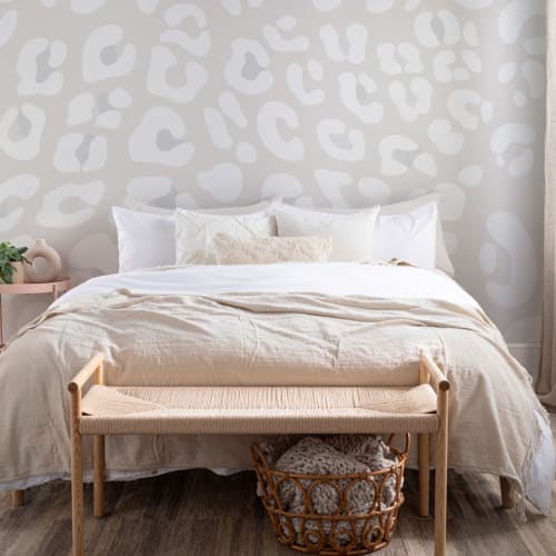 Off White Leopard Print Wallpaper Mural