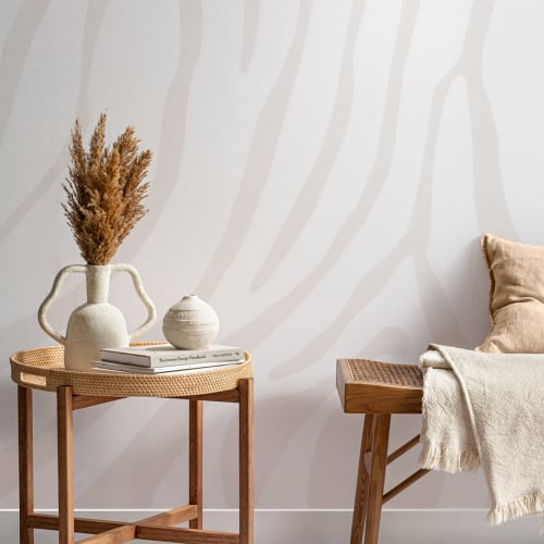 Off White Zebra Print Wallpaper Mural