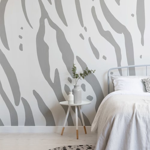 Gray Tiger Print Wallpaper Mural