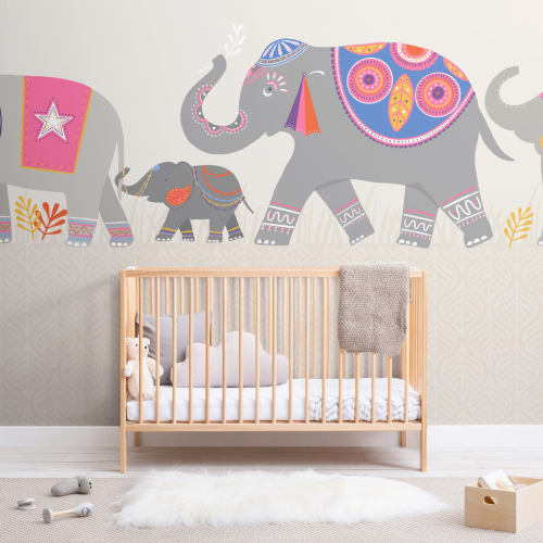 Söt färgglad indisk elefant barn fototapet