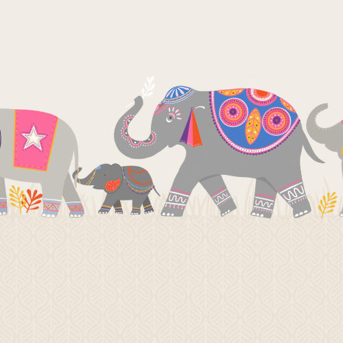 Söt färgglad indisk elefant barn fototapet