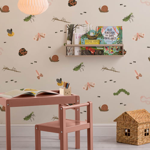 Kids Cute Bugs and Insects Repeat Pattern Wallpaper
