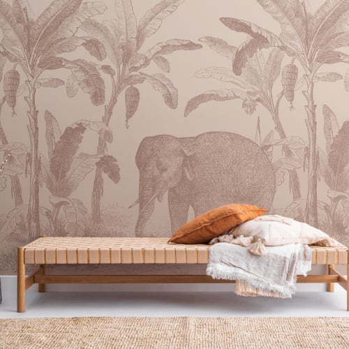 Terracotta Vintage Explorer Elephant Wallpaper Mural