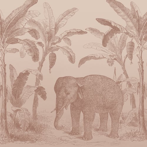 Terracotta Vintage Explorer Elephant Wallpaper Mural