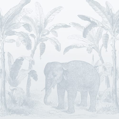 Blue Vintage Explorer Elephant Wallpaper Mural