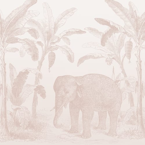 Pink Vintage Explorer Elephant Wallpaper Mural