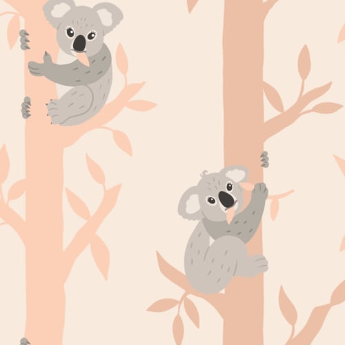 Kids Cute Cartoon Koala Repeat Pattern Wallpaper