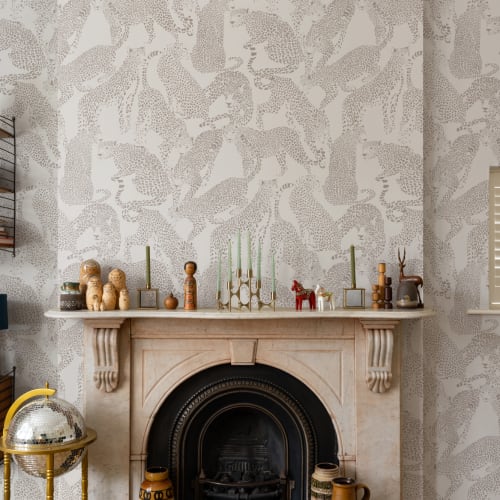 Modern Neutral Leopard och Cheetah Animal Repeat Pattern Wallpaper