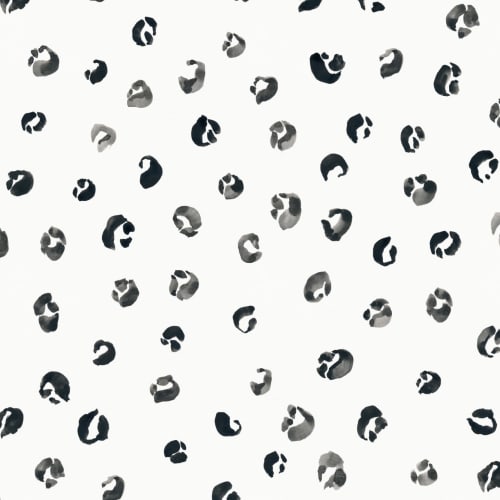 Papel Pintado Blanco y Negro con Motivo de Manchas de Leopardo