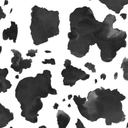 Painted Black and White Cow Print Repeat Pattern Wallpaper