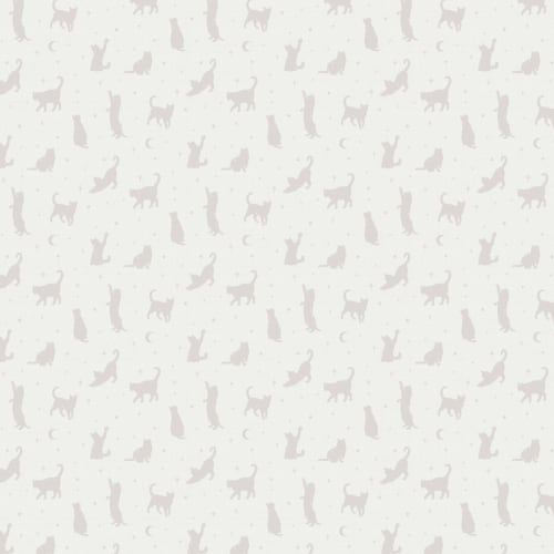 Neutral Cat Moon & Stars Pattern Mural