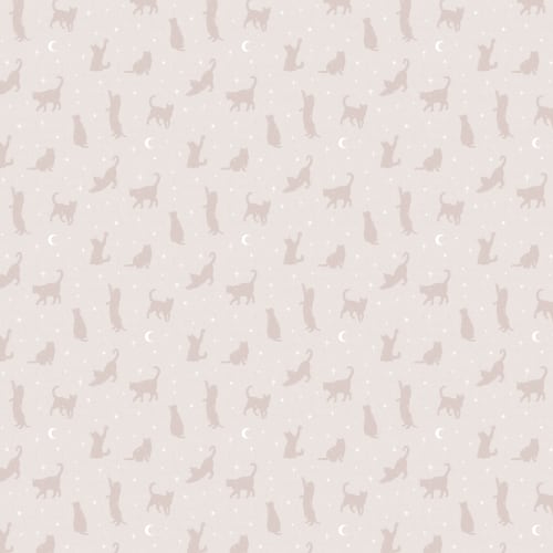 Pink Cat Moon & Stars Pattern Mural