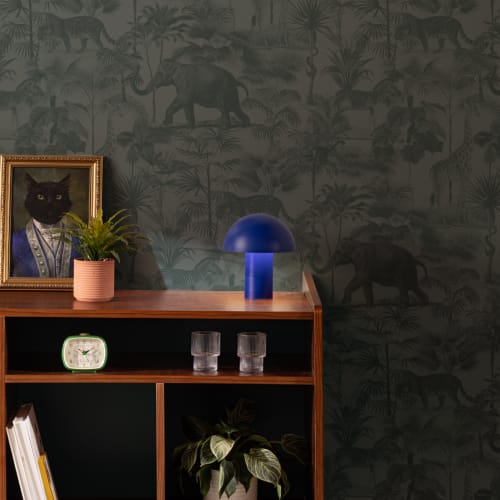 Teal Tropical Tonal Jungle Animal Wallpaper