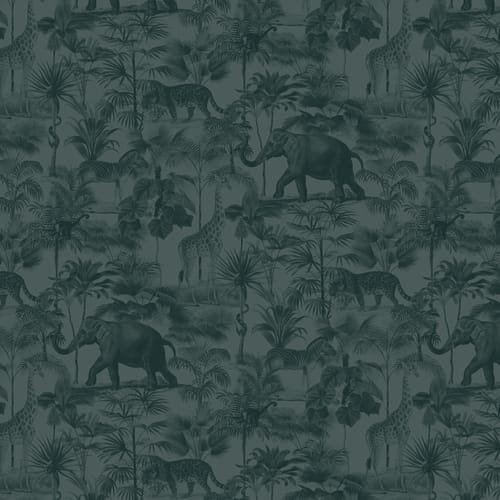 Teal Tropical Tonal Jungle Animal Wallpaper