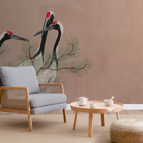 Cranes by Kamisaka Sekka Japanese Painting Wallpaper Mural