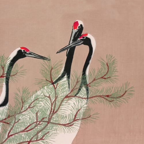 Cranes by Kamisaka Sekka Japanese Painting Wallpaper Mural