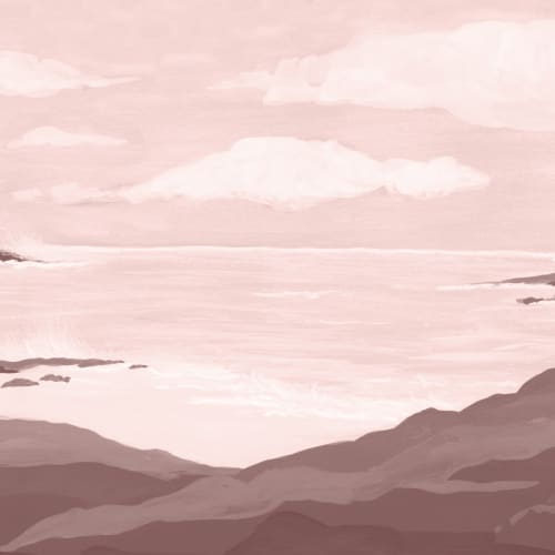 Pink Coastal Serenity Landscape Wallpaper Mural