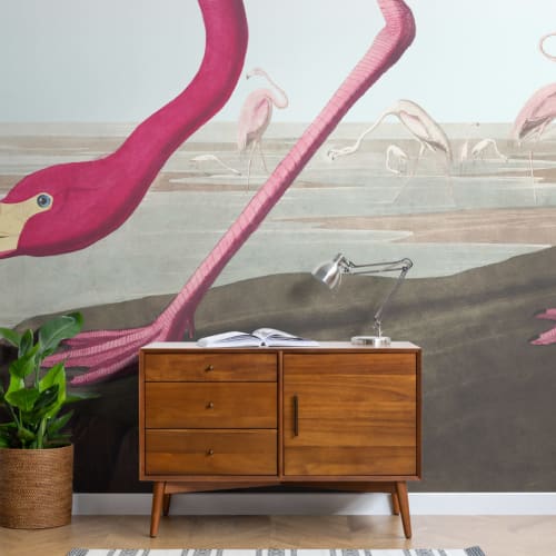 Pink Flamingo by J.J. Audubon Wallpaper Mural