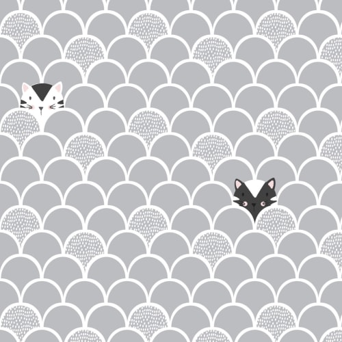 Mural Papel Pintado Gris Gatitos Saltarines para Niños