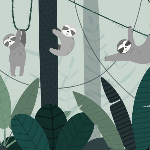 Söt illustrerad sloth fototapet