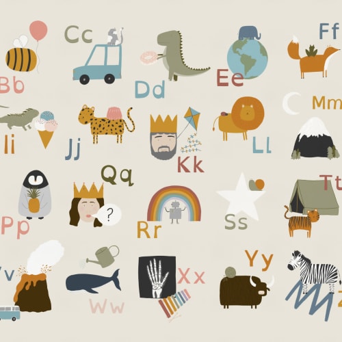 Kids Fun Educational Illustrated Alphabet Wallpaper Mural