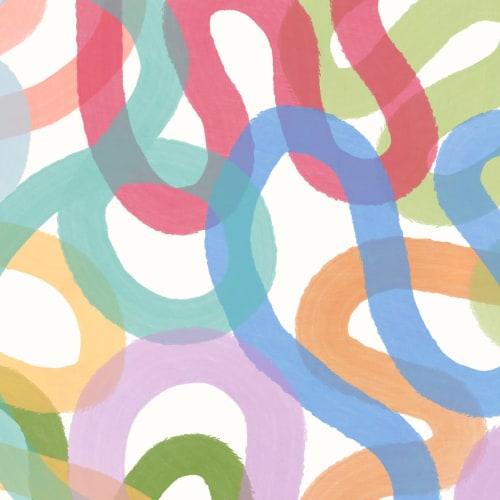 Monivärinen Swirling Squiggles seinämaalauksen