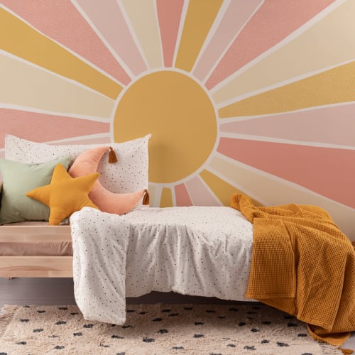 Mural infantil Boho Block Sunshine rosa