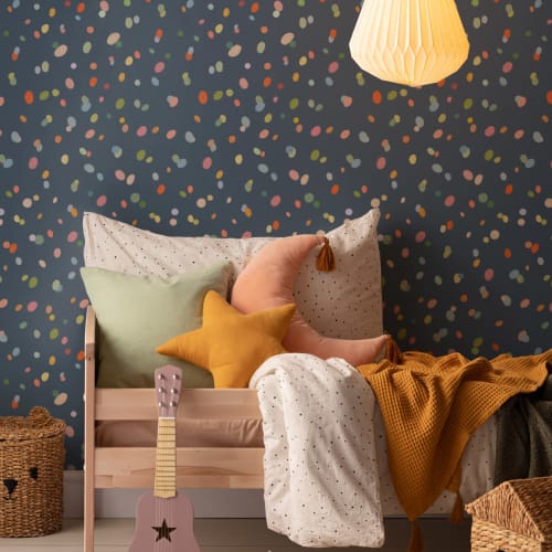 Käsin piirretty pastelli monivärinen Spots Navy tapetti