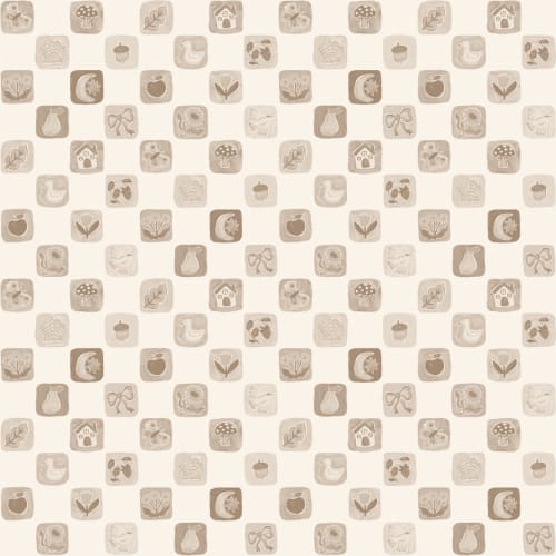 Neutral Checkered Kids' Patchwork Pattern Mural