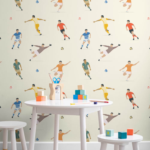 Kinderen kleurrijke voetballers behang