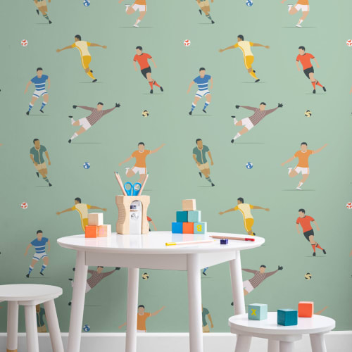 Kids Green Soccer Players Wallpaper