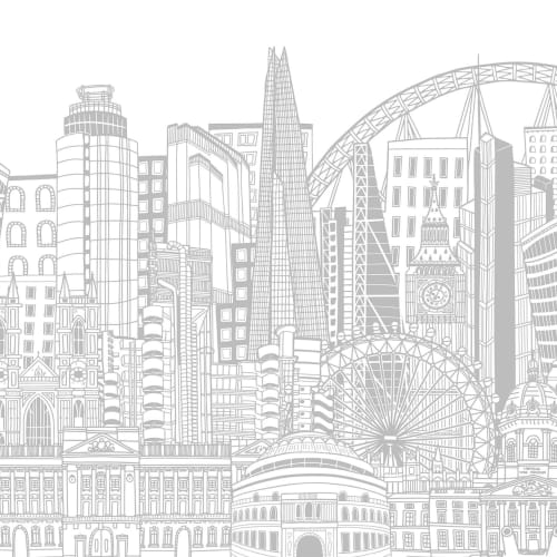 Gray Monochrome London Monuments Wallpaper Mural