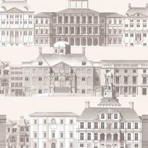Metropolis Grey Architectural Mural de papel pintado de Jan Matthysz y Pieter Jansz Post