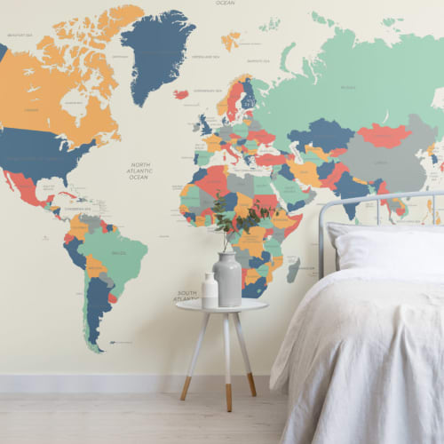 Multi World Map Wall Mural