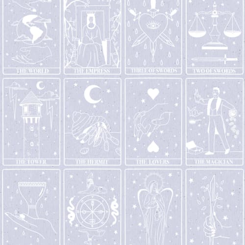 Pastelllilla Tarotkortmønster fototapet
