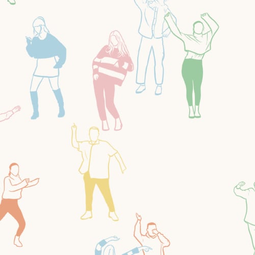 Papel pintado colores personas bailando