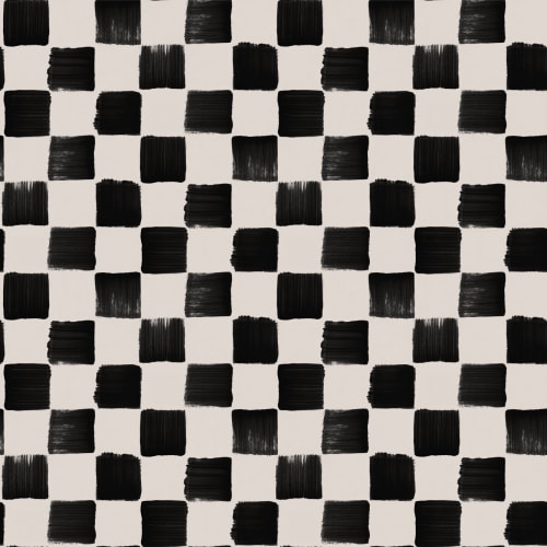 Black Beige Checkered Geometric Pattern Wallpaper