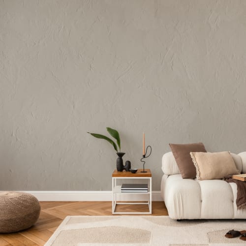 Moderne muurschildering met gipseffect in steengrijs